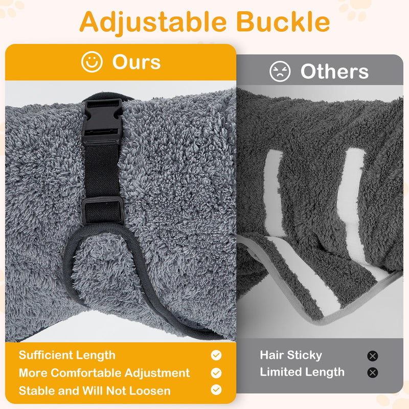 Glittme Dog Bathrobe, Super Soft Dog Robe Quick Drying Dog Towels for Drying Dogs Large, Adjustable Dog Robes for After Bath, and Dog Dryer for Dog, Puppy, M, Grey Medium - BeesActive Australia