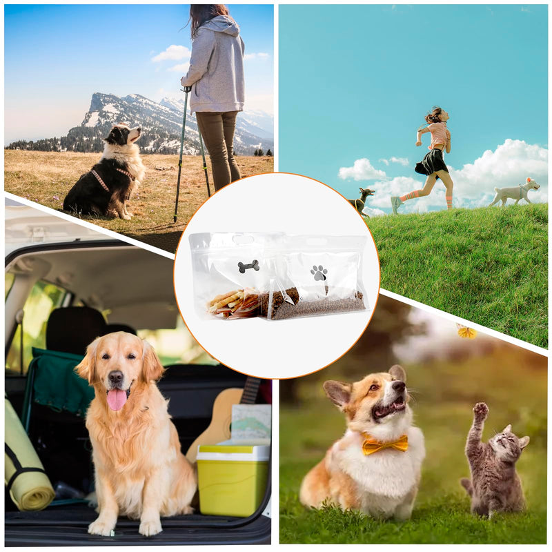 30pcs Travel Dog Food Container,Dog Food Bag,Stand Up Pet Food Storage Bag,Dog Cat Food Travel Bag with Handle,Portable and Waterproof Pet Kibble Container,Dog Camping Essentials - BeesActive Australia