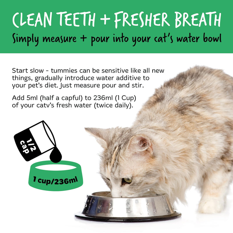 BUGALUGS Cat Breath Freshener Dental Care Water Additive. Clean Teeth, Healthy Gums & Fresh Breath - Natural Cat Plaque Remover & Tartar Remover for Teeth. No Brushing Needed 500ml Additive
