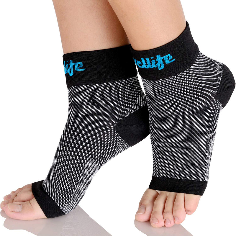 Dowellife Plantar Fasciitis Socks, Ankle Brace Compression Support Sleeves & Arch Support, Foot Compression Sleeves, Ease Swelling, Achilles Tendonitis, Heel Spurs for Men & Women (Black XL) Black X-Large