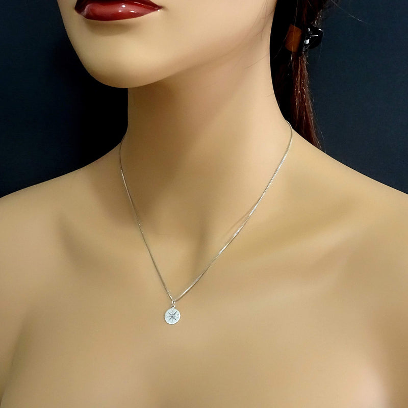 Small Compass Necklace Sterling Silver, Go Confidently in the Direction of Your Dreams, Graduation Gift Necklace, 18 Inches - BeesActive Australia