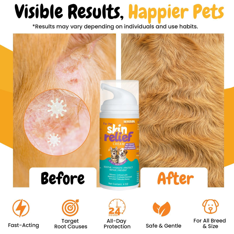 Dog Cream Moisturiser for Itchy Dry Flaky Skin, Allergy Relief, Hot Spot, Rash, Eczema, Small Wounds, Sores,Irritated & Inflamed Paw and Skin Fold-for Dogs & Cats 100g
