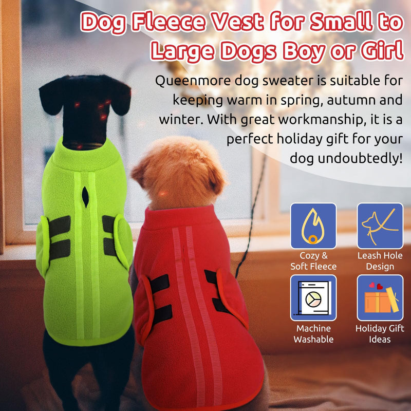 Queenmore Small Dog Sweaters, Soft Fleece Vest Pullover Dog Jacket with Leash Hole, Warm Winter Dog Clothes Cold Weather Doggy Dachshund Sweater for Small Dogs Cats Boy or Girl (Red, S) Red - BeesActive Australia