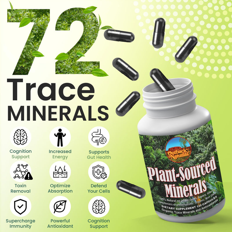 Fulvic Humic Mineral Blend of Plant-Sourced Trace Minerals, Electrolytes, Gut Health, Cognitive & Immune Support, Pure Vitality Formula for Strength - 120 Capsules 120 Count (Pack of 1)