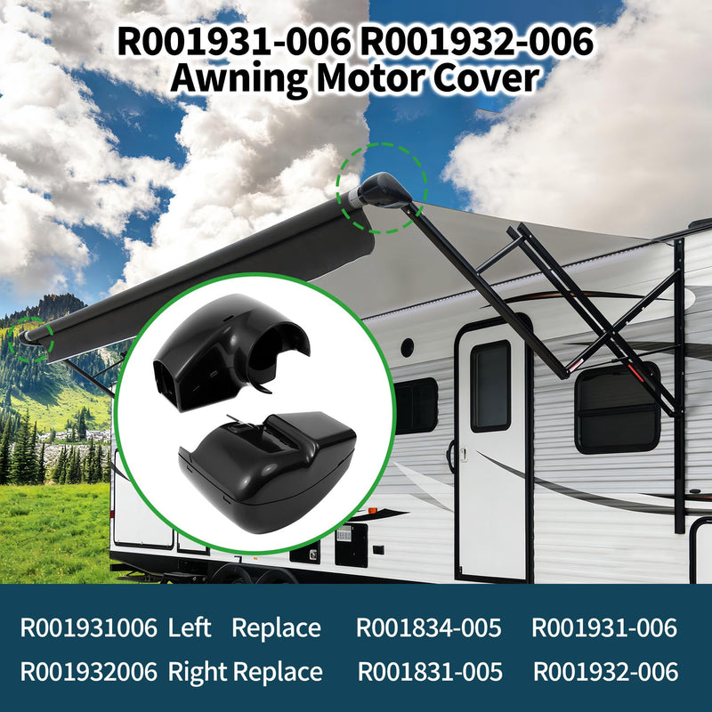 2 Pack RV Awning Motor & Idler Cover Kit R001931006 R001932006 Compatible with Carefree of Colorado Altitude/Compass TAJVAP 46JVAP, R001931-006 R001932-006 Awning End Cover Include L & R Side - Black