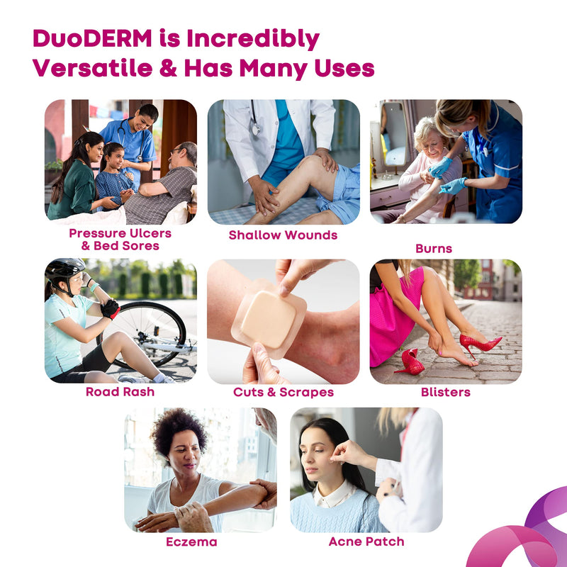 Convatec DuoDERM Extra Thin Control Gel Formula 4"x4" Hydrocolloid Sterile Adhesive Dressing for Superficial Wounds, Low Friction, Latex-Free, Waterproof, Square, Beige, 10ct Box Original Version 10 Count (Pack of 1)