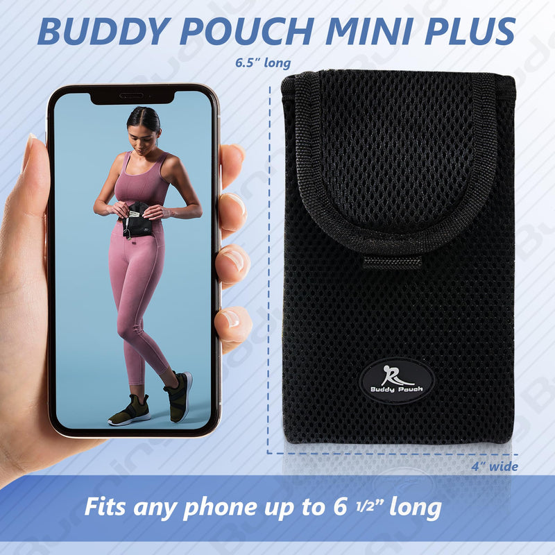 Running Buddy Running Fanny Pack - 6.5 x 4 in, Mini Plus Black - No-Bounce Magnetic Running Phone Holder - Water-Resistant Waist Bag for Men & Women 6.5 in x 4 in
