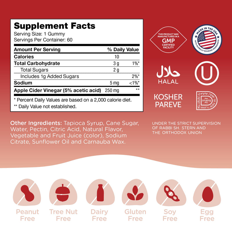 Zahler - Apple Cider Vinegar Gummies - Kosher & Delicious ACV for Women & Men - Detox Support & Cleanse - Gut Health & Metabolism - 60 Pineapple Flavored Gummies 60 Count (Pack of 1)