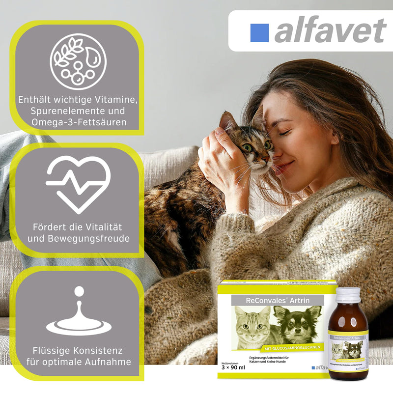 alfavet ReConvales Artrin, tonic 3x90ml, for bones and joints of cats and dogs, dietary supplement with omega-3 fatty acids - BeesActive Australia