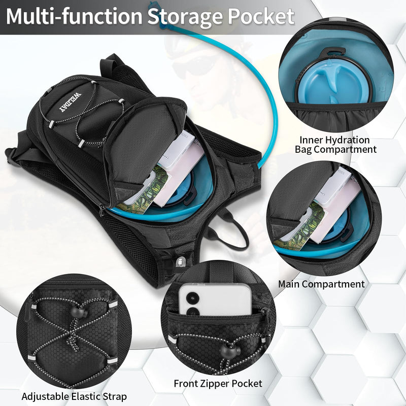 Hydration Backpack with 2L Water Bladder, Lightweight Hydro Pack for Cycling, Running, Hiking, Climbing Black - BeesActive Australia