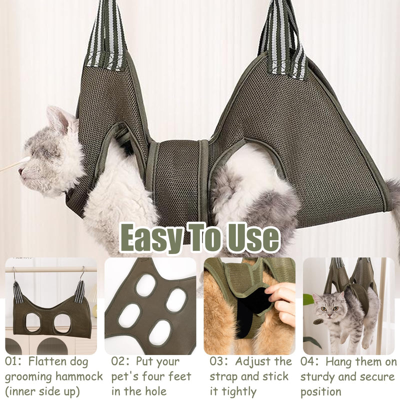GIEEU Dog Grooming Hammock, Pet Hammock with Wide Strap, Dog Harness for Hanging Nails, Pet Grooming Sling for Dog and Cat (with 2 Hooks) - BeesActive Australia