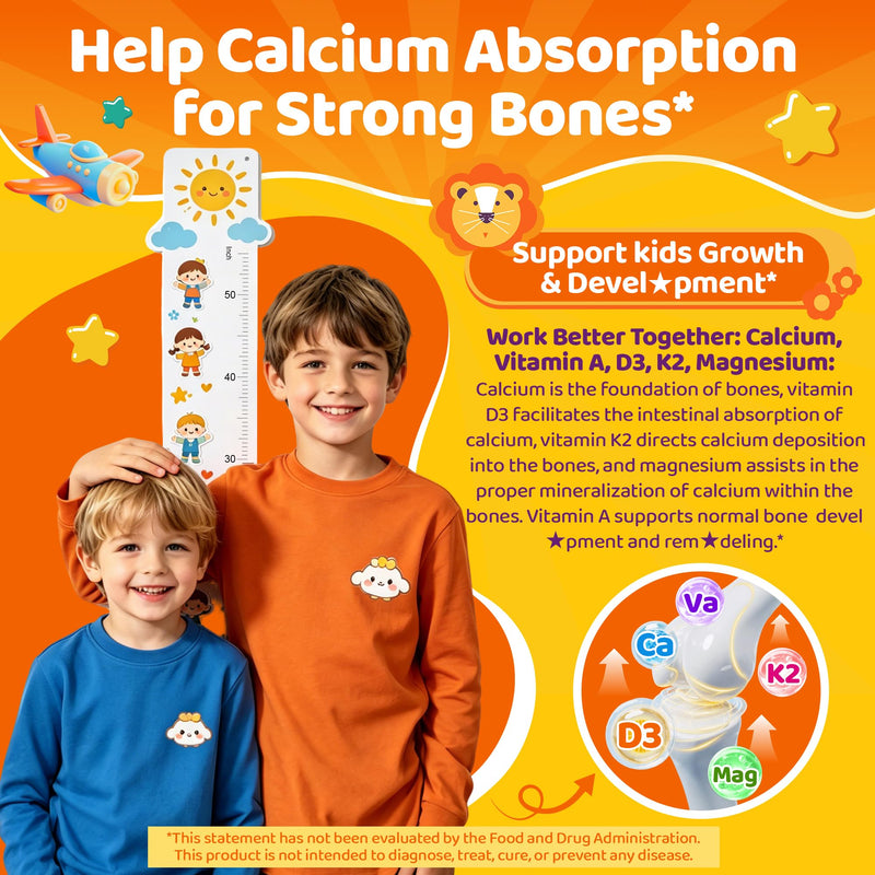 Nextdia Toddler 2-3 & Kids Vitamin D3 K2 + Calcium 500mg / 250mg Gummies | 1000 / 2000 IU D3 w/ Omega3 DHA, Elderberry, Mag, Teens Kids Vitamin ADK, Bone, Calcium Absorption, Immune, Brain, Sugar-Free