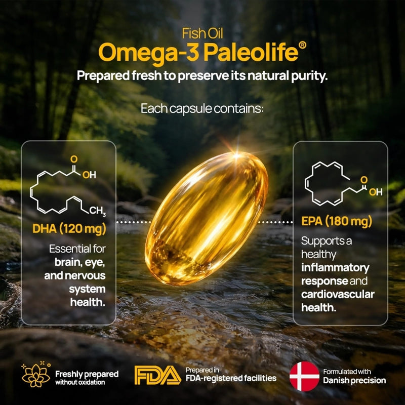 Paleolife - Premium Paleomega Fish Oil. Fresh Natural Fish Oil from Danish Trout - 1500 mg. 60 Soft Capsules (1-Pack) 1