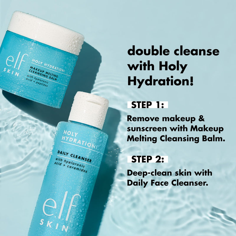 e.l.f. Holy Hydration! Makeup Melting Cleansing Balm, Face Cleanser & Makeup Remover, Infused with Hyaluronic Acid to Hydrate Skin, 2 Oz Unscented 2 Ounce (Pack of 1)