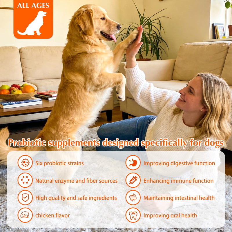 120 Chews Probiotics for Dogs with Digestive Enzymes for Gut Health, Gut Digestive Health Probiotic Chews Immune & Bowel,Functional Dog Supplement Chew for Pet Immune (300g)