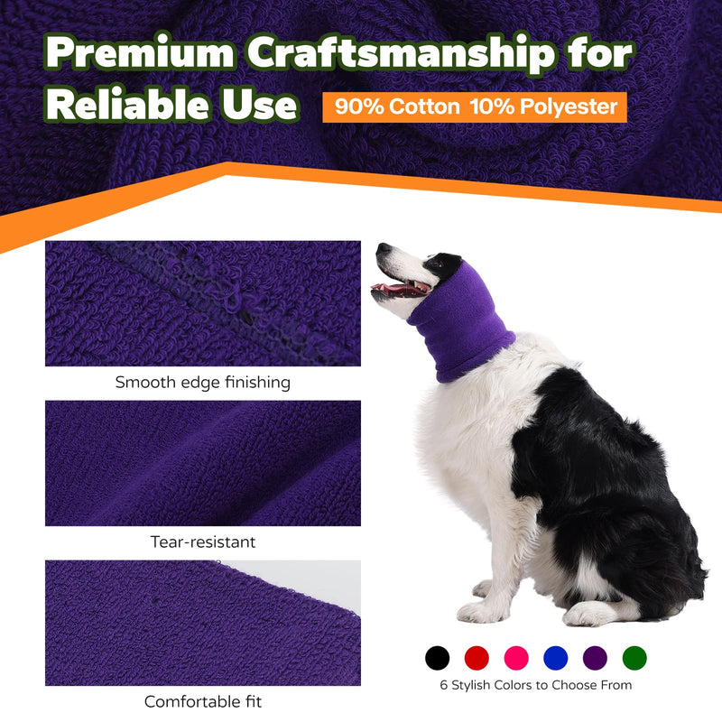 Dog & Cat Calming Band Cat Anxiety Relief Cover,Double Layer Thickened Pet Ears Elastic Neck Band Noise Cancelling Ear Muffs for Anxiety Relief/Noise Protection,Grooming,Thunder,Fireworks Large Purple