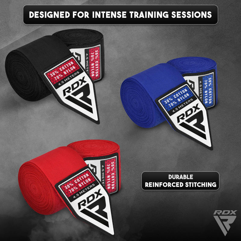 RDX Boxing Hand Wraps, Pack of 3 Pairs Bundle, 4.5 Meter Elasticated Inner Gloves, Muay Thai MMA Kickboxing Punching Martial Arts Strength Training Workout Combat Sports Home Gym Fitness Accessories Multicolor
