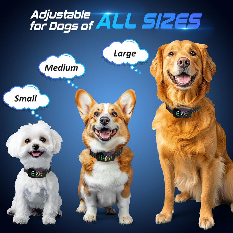Barking Collar, 2025 New Model Barking Collar, Rechargeable Anti-Barking Training Smart Collar, Bell Vibration and Electric Shock Collar, with 8 Adjustable Sensitivity Levels Metallic Gray - BeesActive Australia