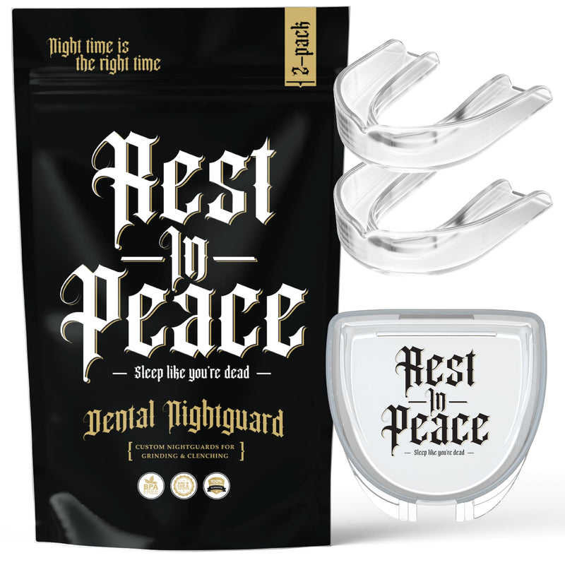 Rest in Peace Night Guard - Pack of Two Moldable Mouth Guard for Teeth Grinding Clenching Bruxism (Clear) Clear - BeesActive Australia