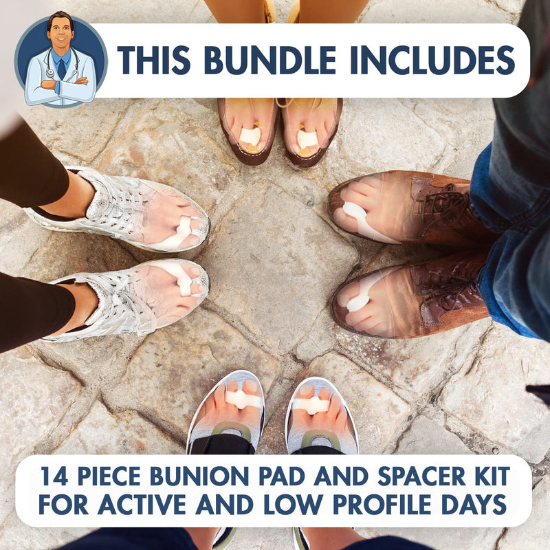 Dr. Frederick's Original Super Bunion Bundle - 14 ct - Kit with Bunion Sleeves, Pads, Splints & Cushions - Pain Relief for Men & Women - Large - W7-14 | M5-13 - BeesActive Australia