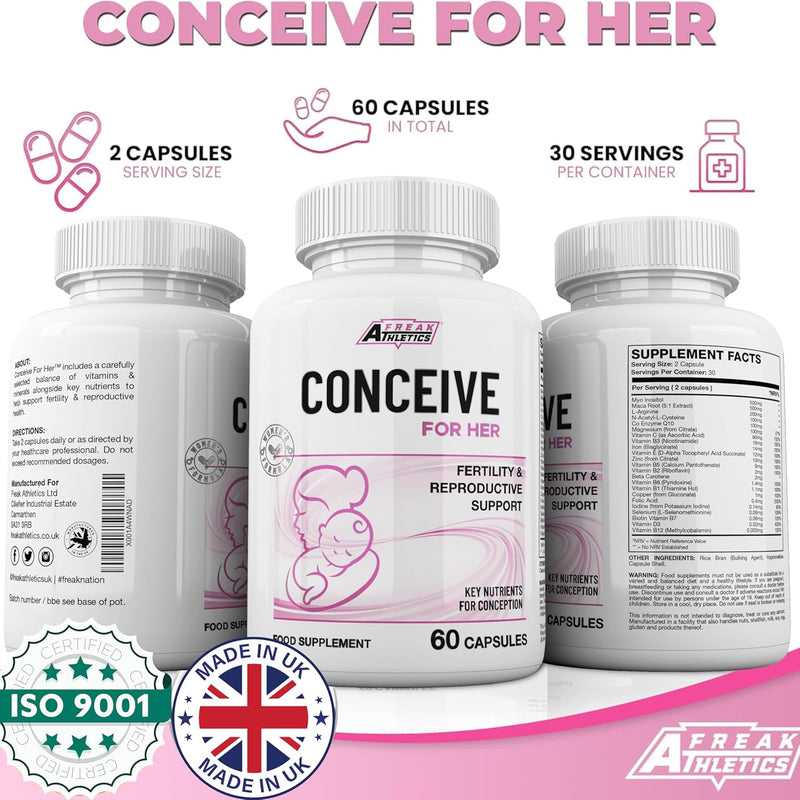 Conceive for Her 60 Capsules Women's Fertility Supplement - Vitamins & Minerals Plus Key nutrients - BeesActive Australia