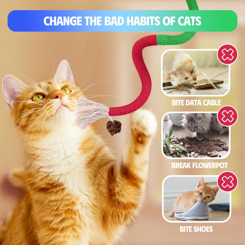 4 Pcs Cat & Kitten Chew Toy, Cat Toys Chew Ropes and Silvervine Cat Chew Sticks with Refillable Natural Catnip Bag for Teeth Cleaning, Safe Interactive Cat Toys for Indoor Cats 4 Pack - BeesActive Australia