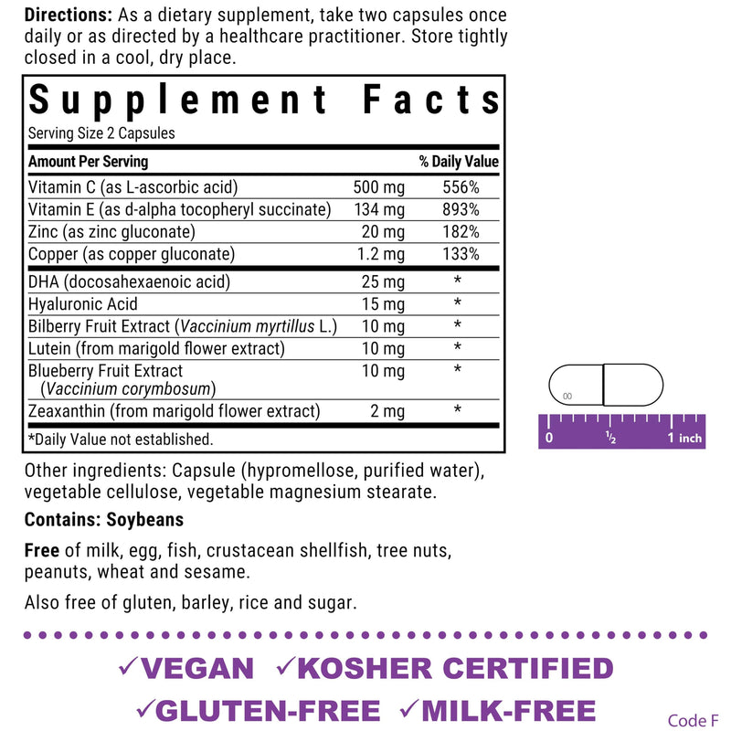 Bluebonnet Nutrition Eye Care Macular & Blue, Eye Health & Blue Light Support*, Vegan, Kosher-Certified, Gluten-Free, Dairy-Free, 60 Vegetable Capsules, 30 Servings | Vegan, Kosher, Gluten-Free, Dairy-Free