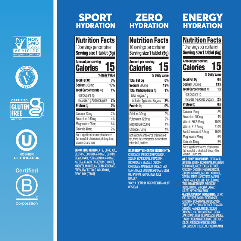 Nuun Energy Caffeine + B Vitamins Mixed Flavors, GF & Vegan, 4 Pack | 40 Servings with Caffeine from Green Tea Extract, Magnesium & 4 Other Electrolytes, Gluten Free, Vegan