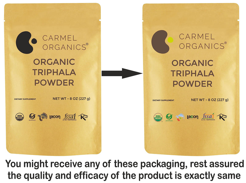 CARMEL ORGANICS Organic Triphala Fruits Powder 8 oz or 1/2 lb for Digestive Support | USDA Certified Organic | No Added Preservatives | Blend of Harad, Baheda & Amla Powder in Equal Ratio 8 Ounce (Pack of 1) - BeesActive Australia