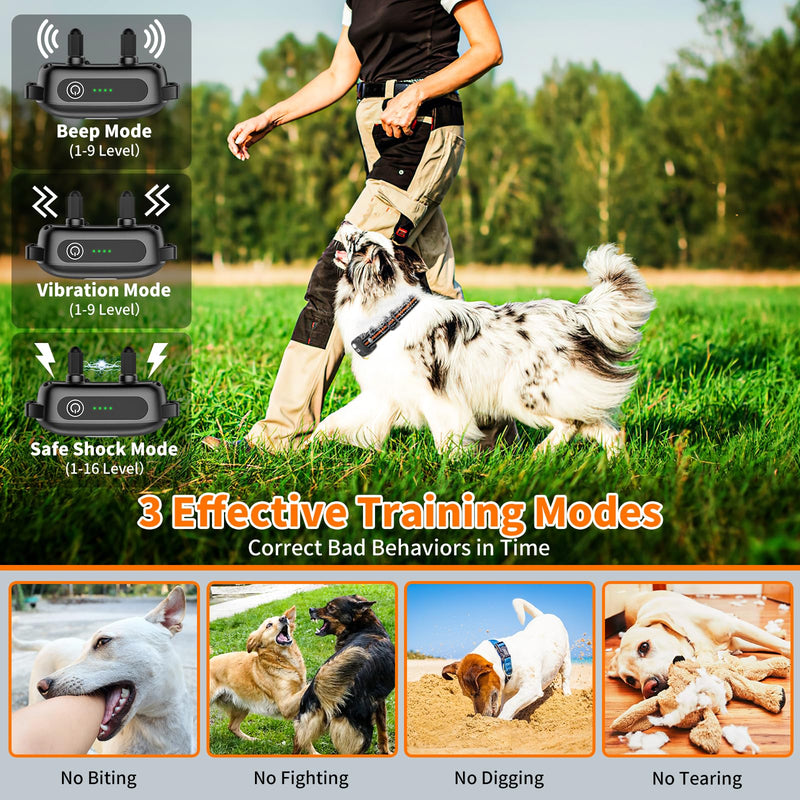 Dog Shock Collar with Remote and Led, 3300FT Dog Training Collar for 8-130Lbs Small Medium Large Dogs, IPX7 Waterproof Electric Collar with Beep, Vibration & Safe Shock, E-Collar for Dogs Training - BeesActive Australia