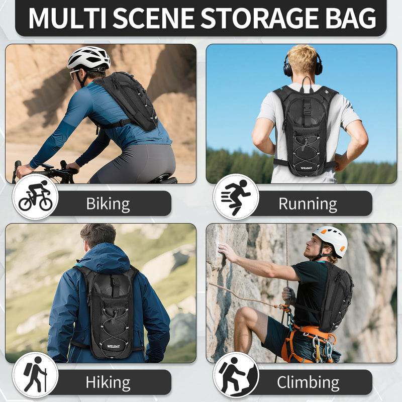 Hydration Backpack with 2L Water Bladder, Lightweight Hydro Pack for Cycling, Running, Hiking, Climbing Black - BeesActive Australia