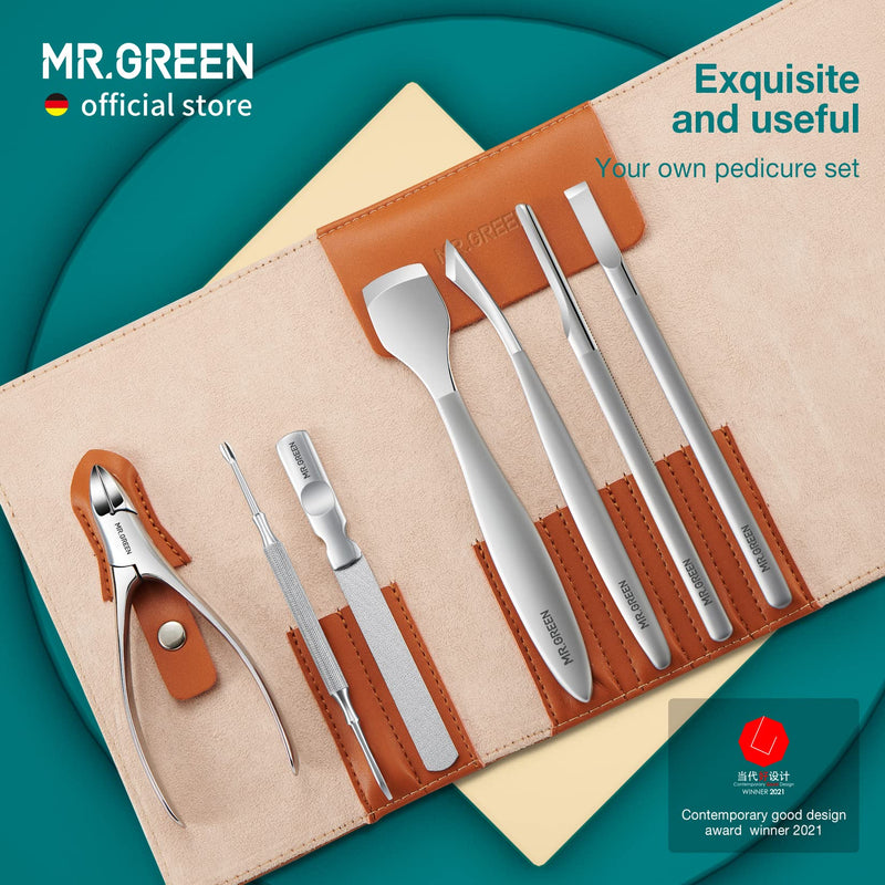 MR.GREEN Pedicure Knife Set Professional Ingrown Toenail Clippers Foot Care Tools Stainless Steel Nail Cuticle Nippers Remover Kits (7 Pcs Set) 7 Pcs Set - BeesActive Australia