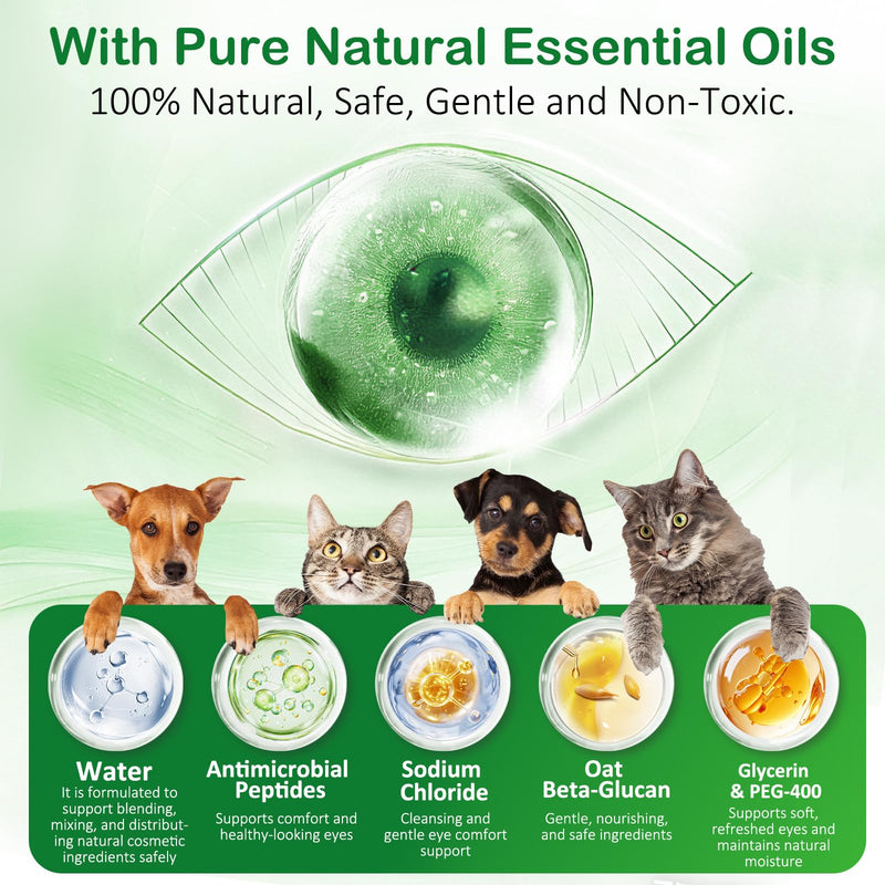 Pet Eye Drops for Dogs & Cats, Relieve Itching, Irritation & Allergies Symptoms - Natural Formula, Dog Eye Infection Treatment, Safe for Daily Use(60ml)