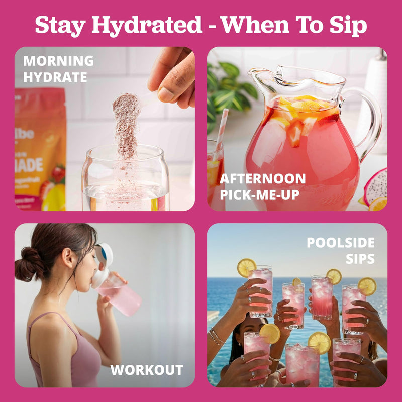 PuriVibe Hydration Lemonade Electrolyte Powder, Strawberry Dragonfruit | Juice Bar-Inspired Hydration Lemonade with Gentle Electrolytes, Real Fruit Powders, Hibiscus, Acerola, and Vitamin C