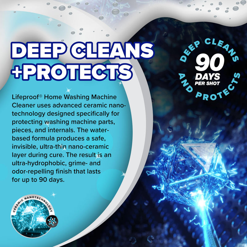 Lifeproof Home 4-in-1 Washing Machine Cleaner & Protectant - Deep Cleans, Deodorizes & Protects Up to 90 Days - For Moldy Front & Top Load Washers - Includes Gasket Protector - 1 Year Supply (4-pack) - BeesActive Australia