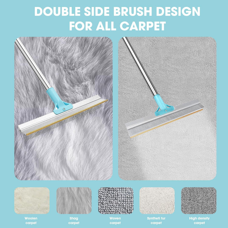 Carpet Rake for Pet Hair Removal, 67'' Adjustable Handle Carpet Rake Cat Dog Hair Remover, Reusable Long Handle Pet Hair Removal Tool, Pet Hair Removal Broom for Rugs, Mats, Couch, Furniture - BeesActive Australia