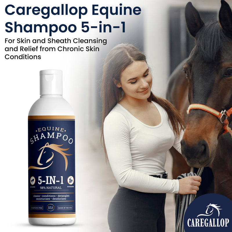Horse Shampoo and Conditioner Premium 5-in-1-98% Natural, Cleans, Conditions, Detangles, Moisturizes & Deodorizes - Horse Mane and Tail Shampoo, Horse Whitening Shampoo, Shampoo Horse Oil - BeesActive Australia