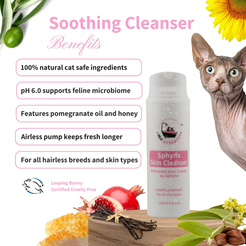 Sphynx Cat Soothing Skin Cleanser, 100% Natural, Exclusively for Hairless Cats, Gentler Than Shampoo! - PawsPlanet Australia
