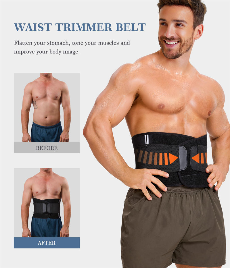 TAILONG Neoprene Waist Trimmer Ab Belt for Men Waist Trainer for Women Corset Slimming Body Shaper Workout Sauna Sweat Band Black X-Large