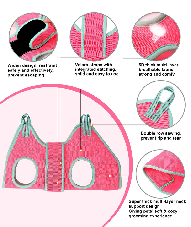 Kkiimatt Dog Grooming Hammock,XS Pink Hanging Harness Holder for Nail Clipping/Trimming,Grooming Sling Hanger with Thick Fabric Neck Support,Strap Restraint for Claw Care X-Small 8-14 LB/Pink