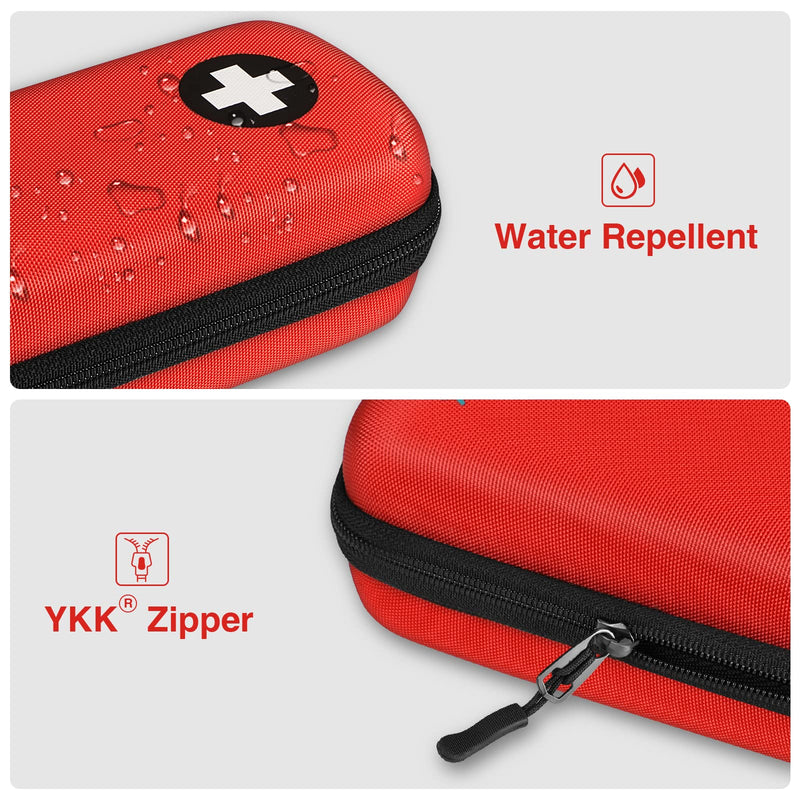 Epipen Medical Carrying Case, Hard Shell EVA Shock Absorption Travel Medication Organizer Bag Emergency Medical Pouch Holds 2 EpiPens, Asthma Inhaler, Auvi-Q, Allergy Medicine Essentials (Red) Red - BeesActive Australia