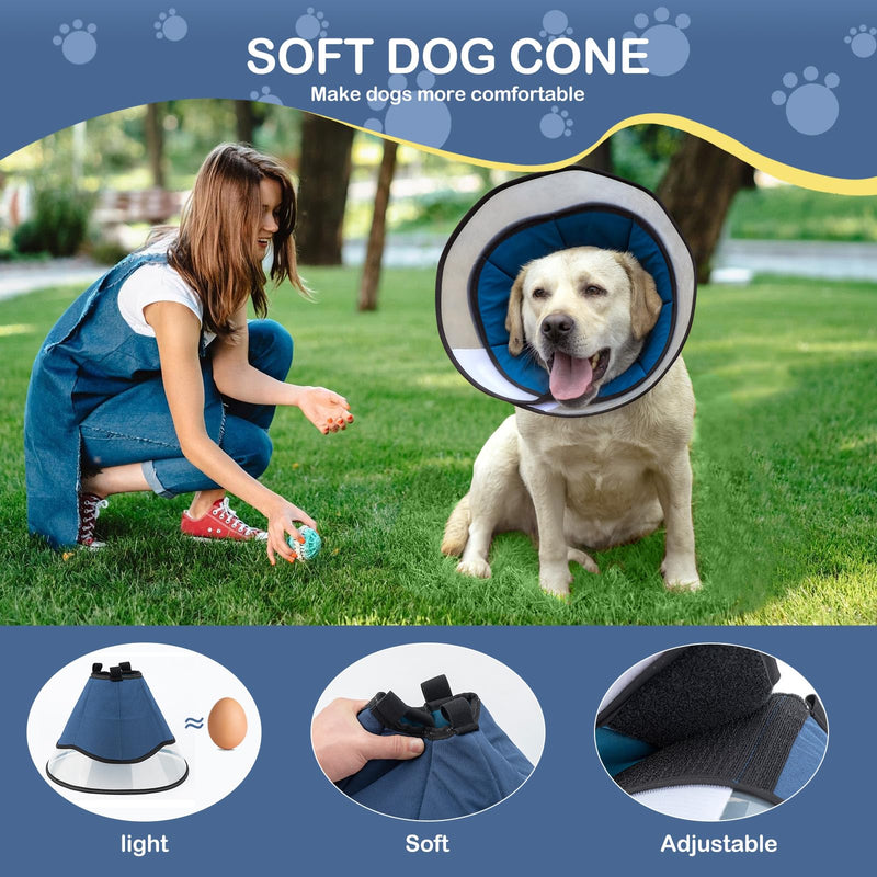 EvcgoX Neck Brace Dog for Large Dogs Leak Protection Dog Collar After Surgery 360° Vision Soft Neck Brace Dog with PVC Protective Cover Blue L (33-43 cm) Blue L (33-43 cm) - BeesActive Australia