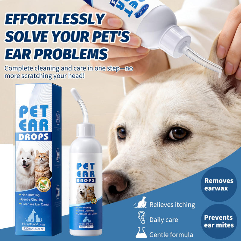 120ml Dog Ear Cleaner Drops,Ear Drops for Dogs and Cats,Soothe Pet Discomfort,Gentle Remove Wax,Stains and Dirt,Odour Control