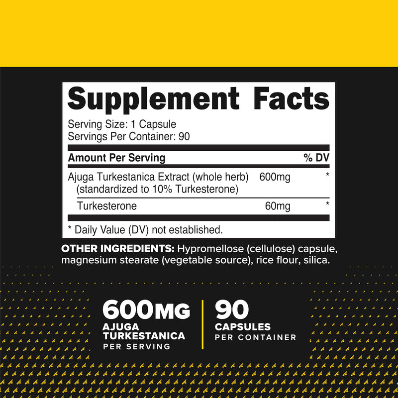 Primaforce Turkesterone 600mg, 90 Capsules, Gluten-Free Supplement | GMO-Free