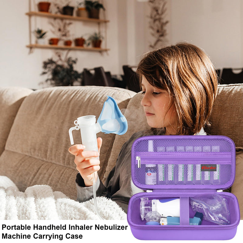 Elonbo Carrying Case for Portable Handheld Inhaler Nebulizer Machine for Adults and Kids, Asthma Inhaler Travel Case, Handheld Mesh Atomizer Machine Holder, Inhaler Spacer Bag, Purple - BeesActive Australia