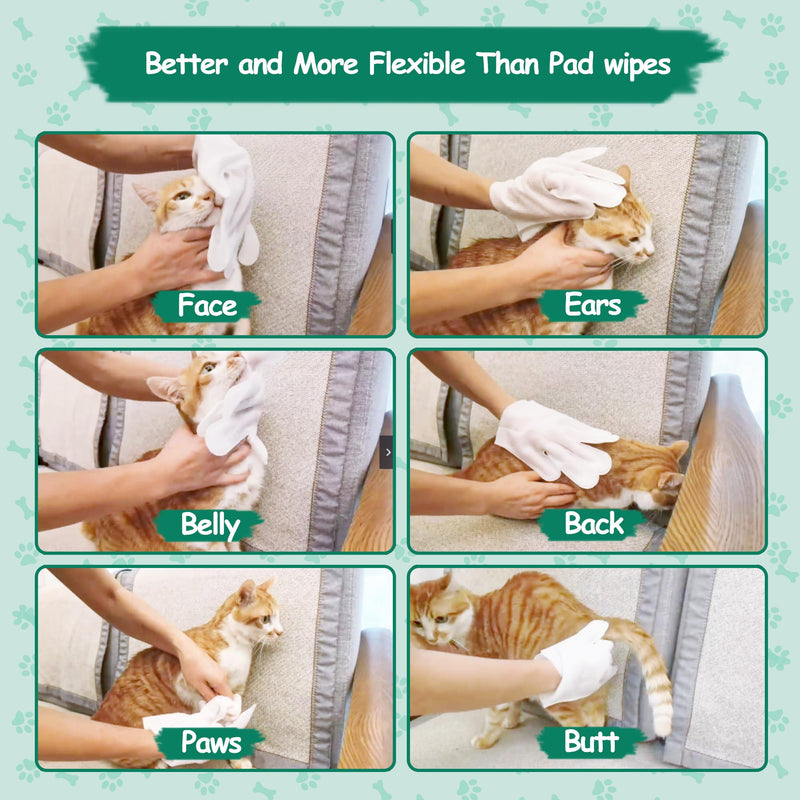 Pet Cleaning and Deodorizing Bathing Grooming Glove Wipes for Dogs and Cats, Extra Thick Nourish Fur No-Rinse Grooming Wipes for Daily Care and Travel, Hypoallergenic, 10 pcs Coconut Scent 10PCS - BeesActive Australia