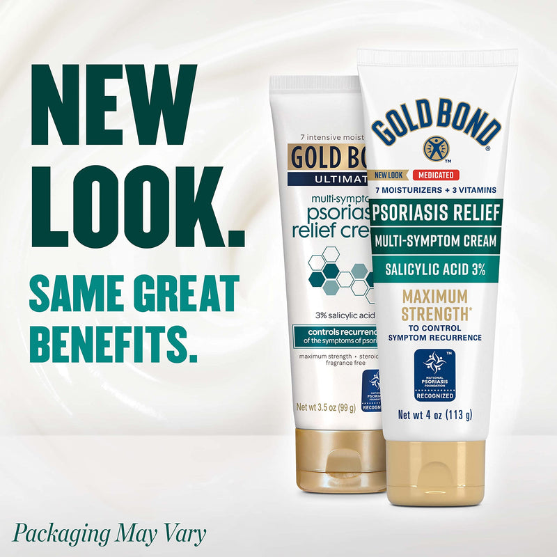 Gold Bond Multi-Symptom Psoriasis Relief Cream, 4 oz., Irritated, Scaling Skin, and Itchy Skin Relief 4 Ounce (Pack of 1)