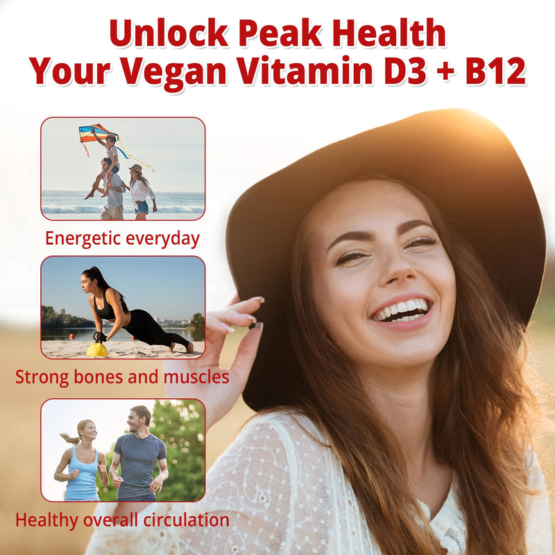 NEVISS Vegan Vitamin D3 5000IU + Vitamin B12 Gummies for Women Men, 120Ct | High Potency D3 5000IU & 1000 mcg Methylated B12, Vitamin D3 and B12 Supplement for Adults, Bone, Immune & Energy, Sugar Free 60 Ounce (Pack of 2)
