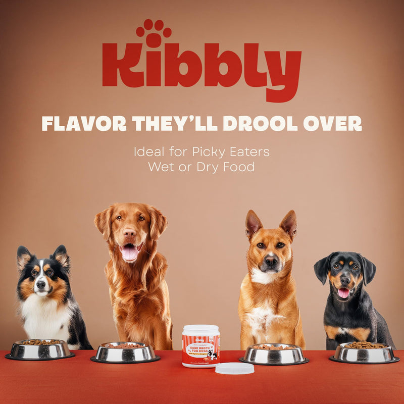 Digestive Enzymes for Dogs (Powder) with Tasty Bone Broth – Probiotic Supplement for Gut Health, Easy Digestion, Less Gas & Nutrient Absorption - 7 oz - 60 Days Supply by Kibbly - BeesActive Australia