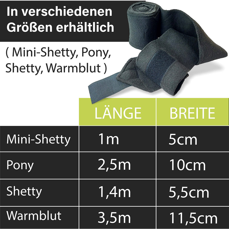 Bandages for the horse made of fleece with Velcro fastener - fleece bandages horse in a set of 4 with practical storage bag (Shetland Pony (Shetty), Black) Shetland Pony (Shetty) - BeesActive Australia